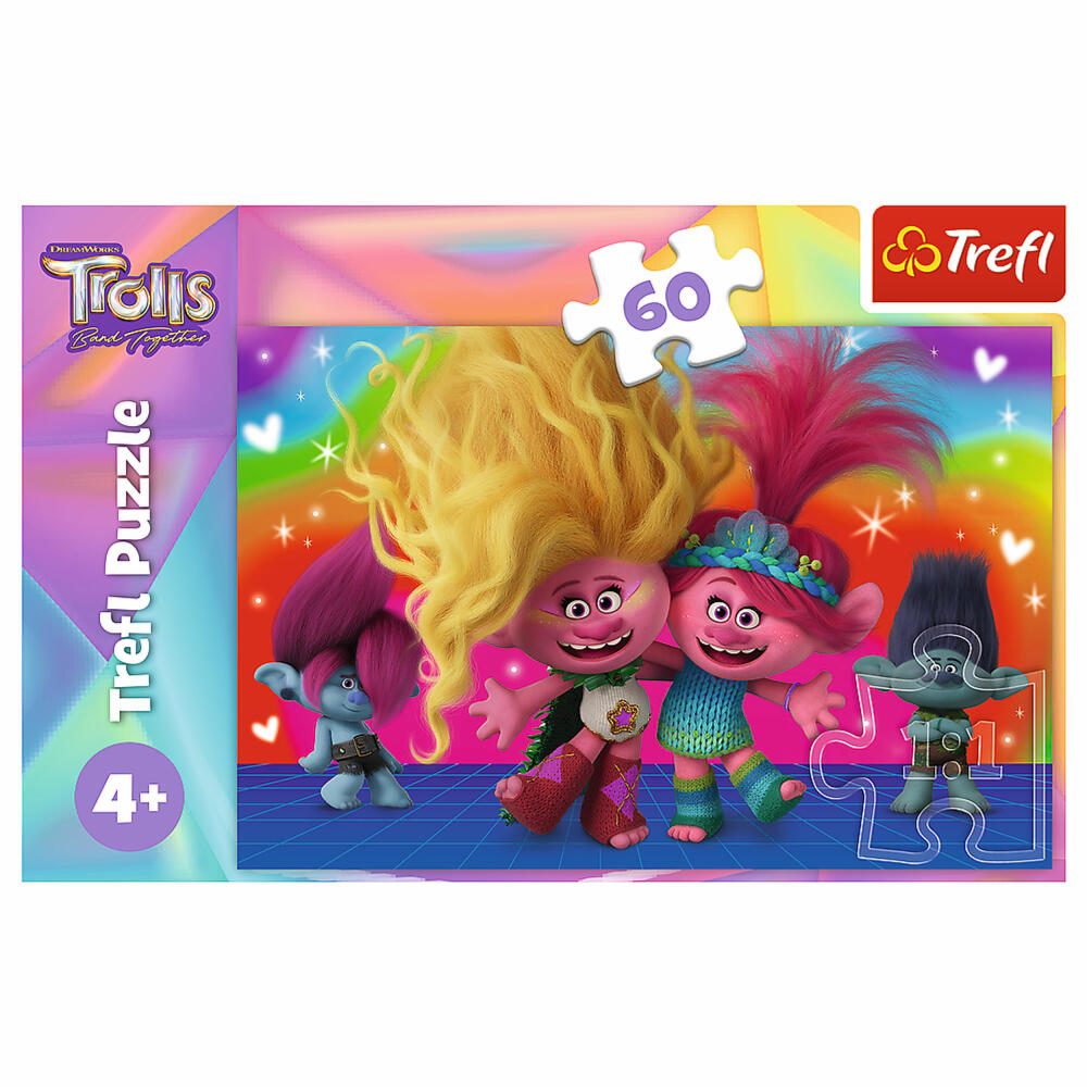 Trefl Puzzle Trolls, Children's Puzzle, Trolls, 60 pieces, 33 x 22 cm, 17386