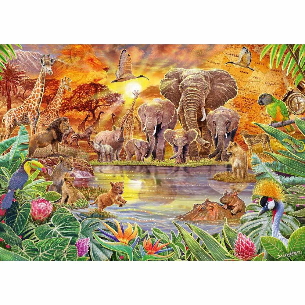 Schmidt Spiele Afrikas Tiere, Steve Sundram Wildlife, Puzzle, Erwachsenenpuzzle, 1000 Teile, 59982