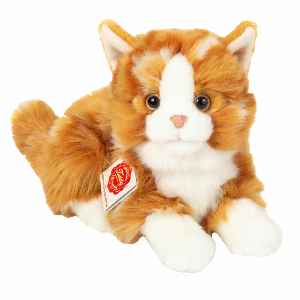 Teddy Hermann Katze Liegend, Kuscheltier, Stofftier, Plüschtier, Katzen, Plüsch, Rot Getigert, 20 cm, 918370