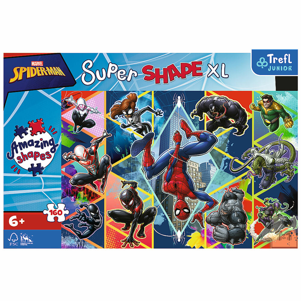 Trefl Junior Super Shape XL Puzzle Marvel Spiderman, 160 Teile, 60 x 40 cm, 50024