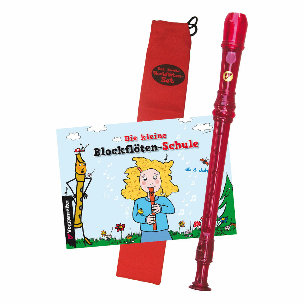 Voggenreiter recorder set, 4 pieces, Voggy recorder, Volt music stand NS-100, flute, German fingering, music stand