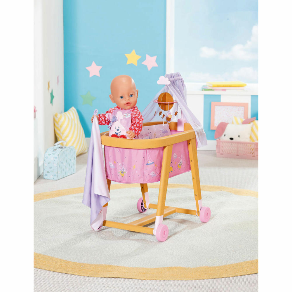 Zapf Creation BABY born Gute Nacht Stubenwagen, Puppenbett, Puppenzubehör, Puppen Zubehör, 829981