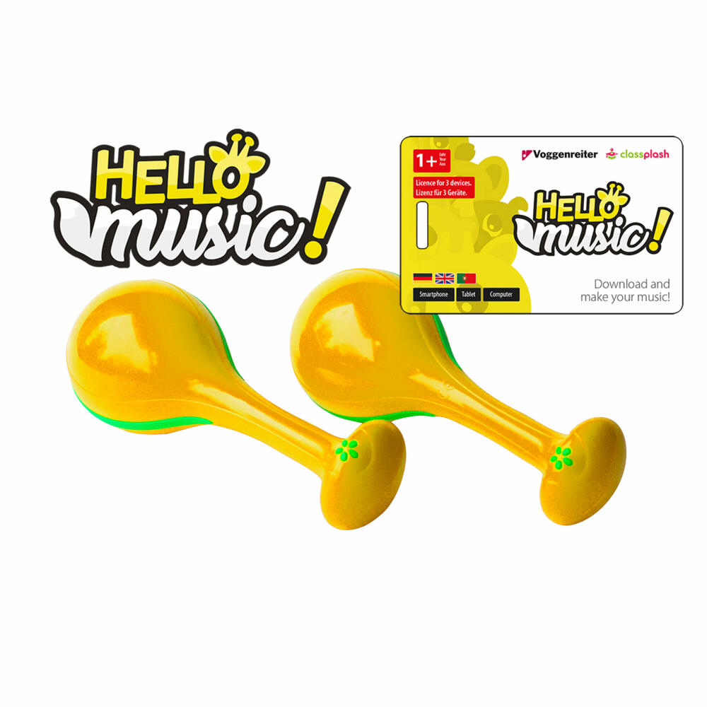 Voggenreiter Hello Music Maracas Set, 3-piece, rattle, hand rattle, musical toy, with app, 1151