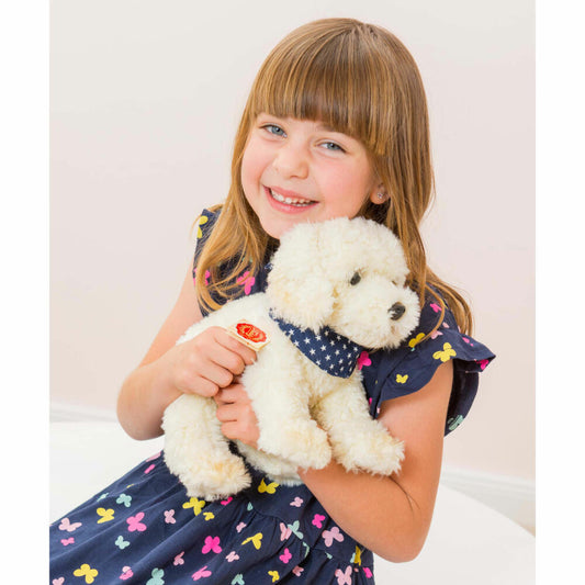 Teddy Hermann Labradoodle, Kuscheltier, Stofftier, Plüschtier, mit Sternchen-Halstuch, Hund, Sonderedition Lieblingshunde, sitzend, Plüsch, Weiß, 28 cm, 91939