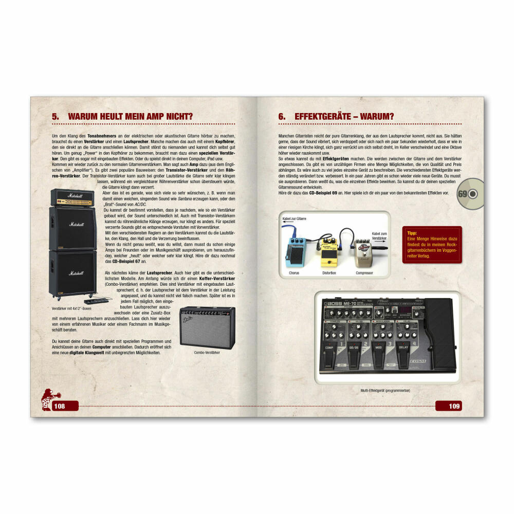 Voggenreiter Gitarren Set, 4-tlg., Peter Burschs Gitarrenbuch, Gitarrenständer GS-100, Gitarren Buch