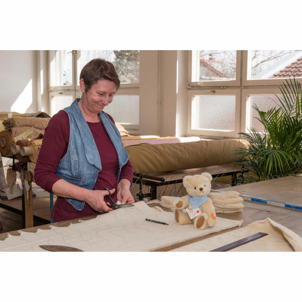 Teddy Hermann Teddybär Line, Sammlerbär, limitiert, handgefertigt, Plüschbär, Kuschelbär, bekleidet, aus Mohairplüsch, Hellbraun, 22 cm, 12105