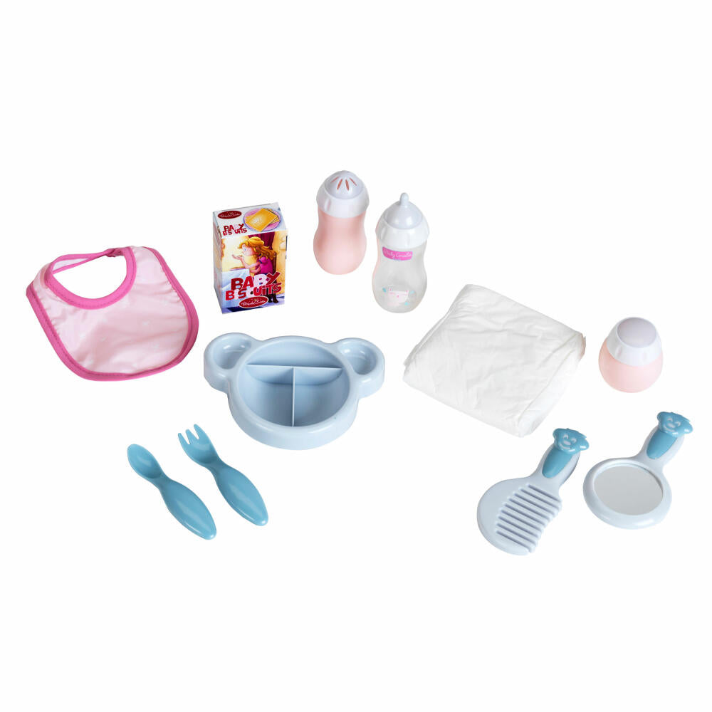 Theo Klein Baby Coralie Eating and Care Set, 11 pcs., Doll Accessories, Doll Accessories, Diaper, Comb, 1732