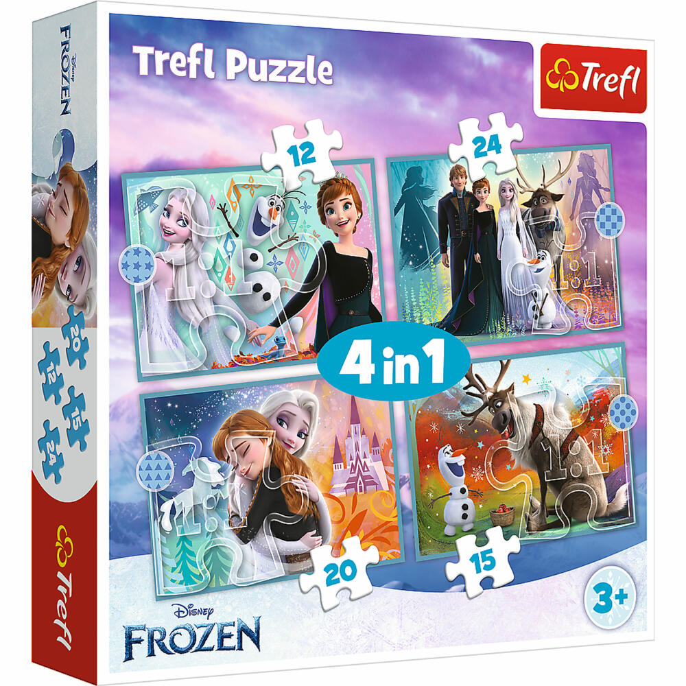 Trefl 4 in 1 Puzzle - Frozen, 12 + 15 + 20 + 24 Teile, 28.5 x 20.5 cm, 34381