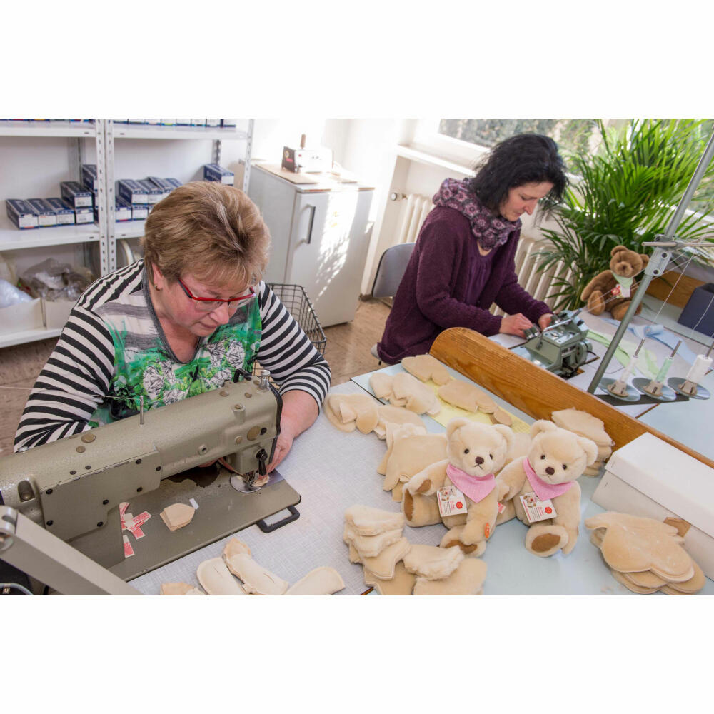 Teddy Hermann Teddybär Line, Sammlerbär, limitiert, handgefertigt, Plüschbär, Kuschelbär, bekleidet, aus Mohairplüsch, Hellbraun, 22 cm, 12105