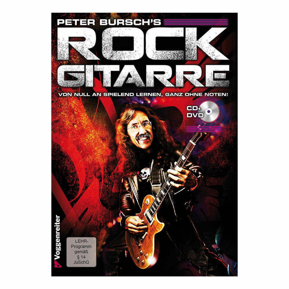 Voggenreiter Gitarren Set, 4-tlg., Peter Burschs Rock Gitarre, Gitarrenständer GS-100, Gitarren Buch