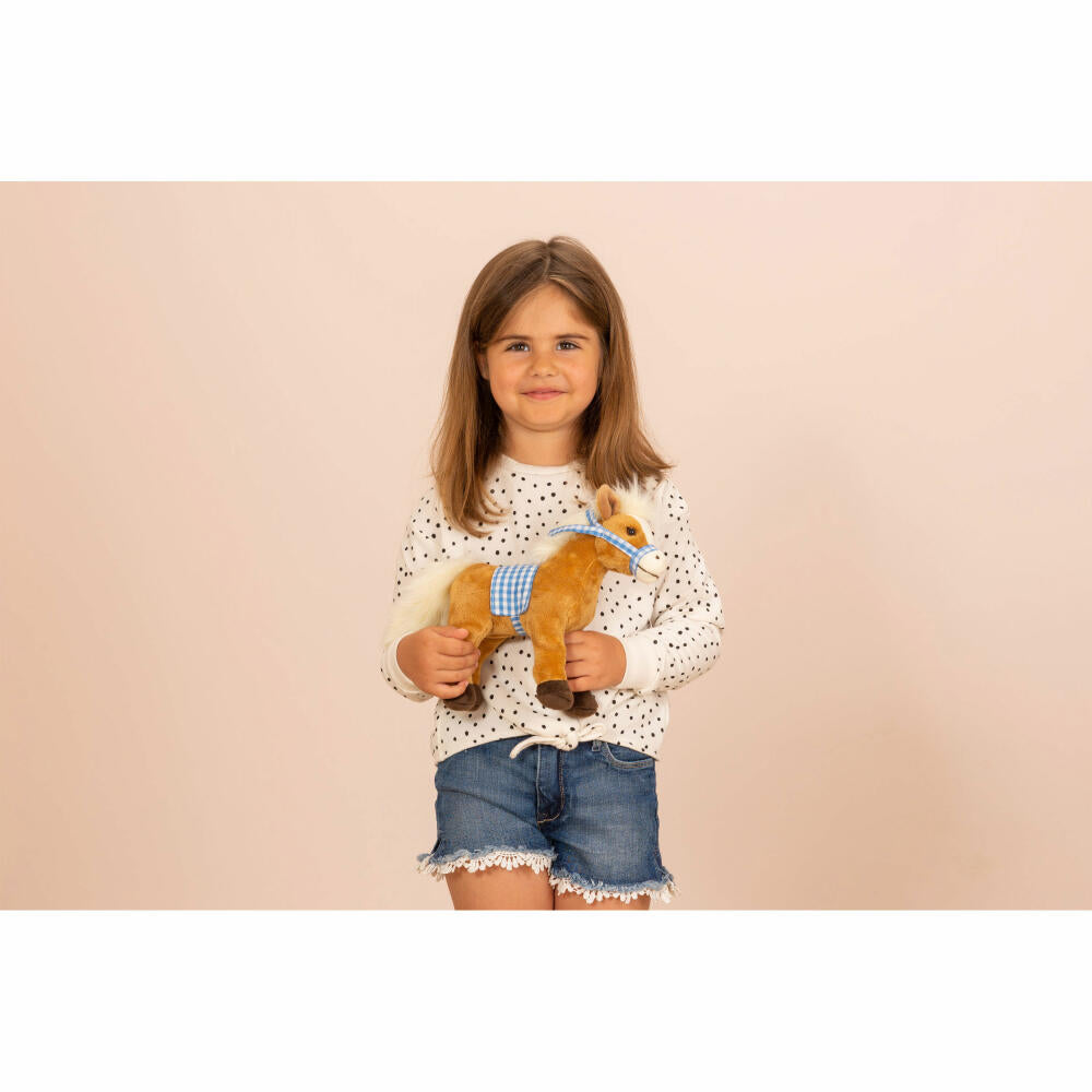 Teddy Hermann Pferd stehend mit Sattel, Kuscheltier, Stofftier, Plüschtier, Bauernhoftier, Plüsch, Braun, 23 cm, 902614