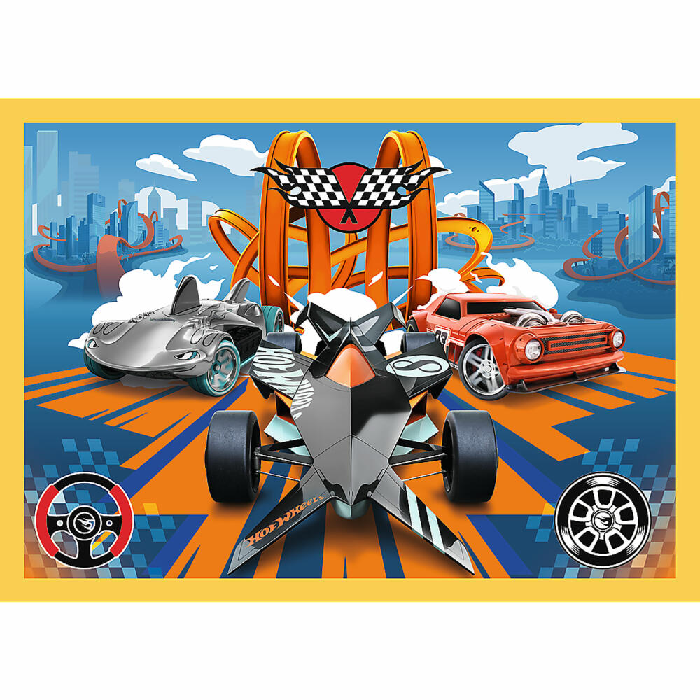 Trefl 4 in 1 Puzzle - Hot Wheel, 35 + 48 + 54 + 70 Teile, 28.5 x 20.5 cm, 34627