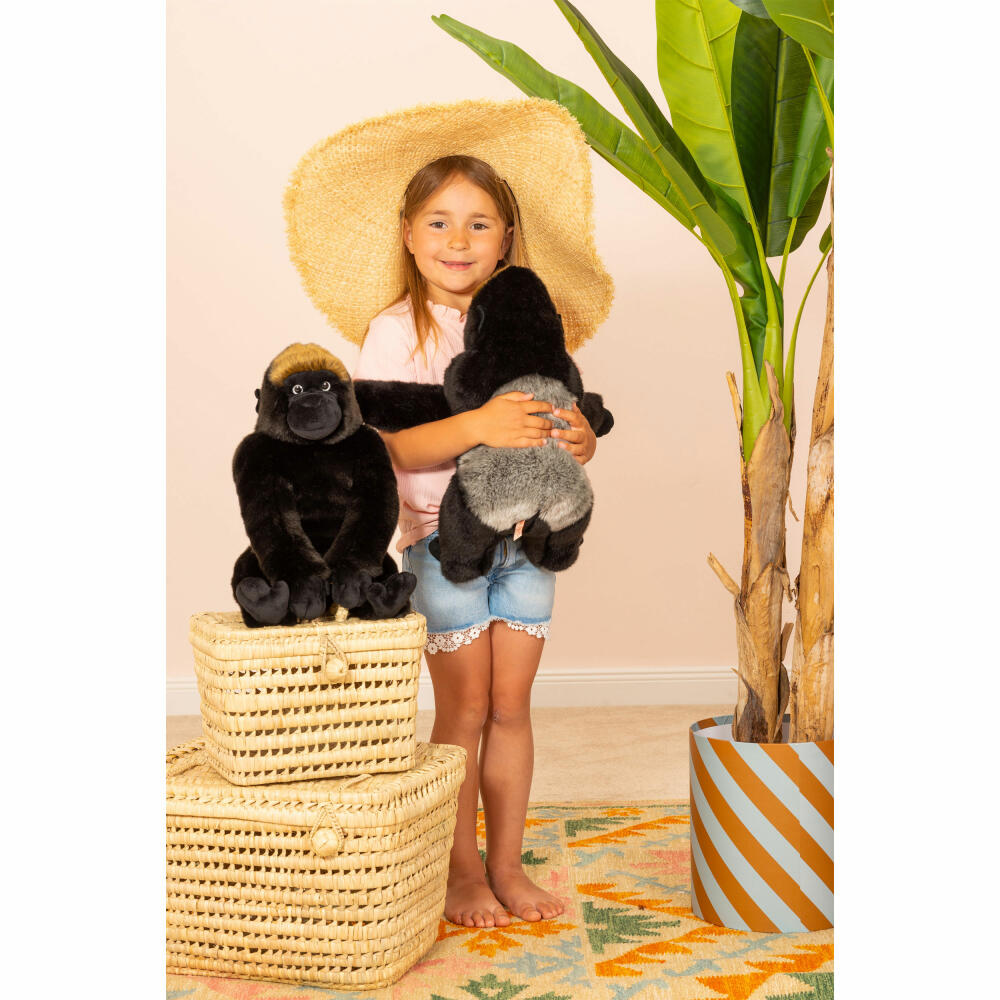 Teddy Hermann Berggorilla sitzend, Kuscheltier, Stofftier, Plüschtier, Gorilla, Wildtier, Plüsch, Schwarz, 35 cm, 929437