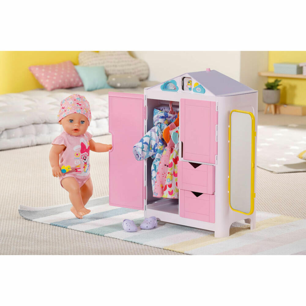 Zapf Creation BABY born Schrank mit Wetterente, Puppenschrank, Kleiderschrank, Puppe, Zubehör, 827987