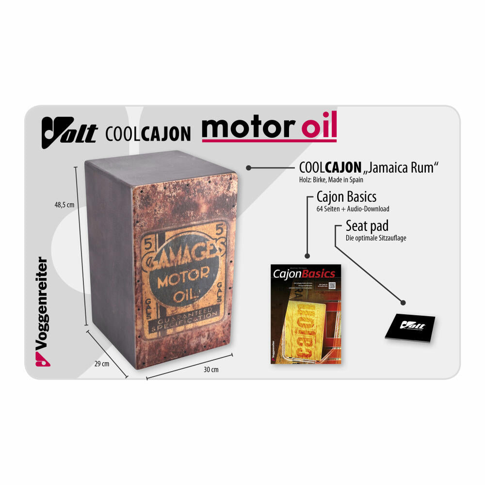 Voggenreiter Volt Cool Cajon 2 Motor Oil, Trommelkiste, Rythmusinstrument, Birkenholz, 48.5 cm, 1278