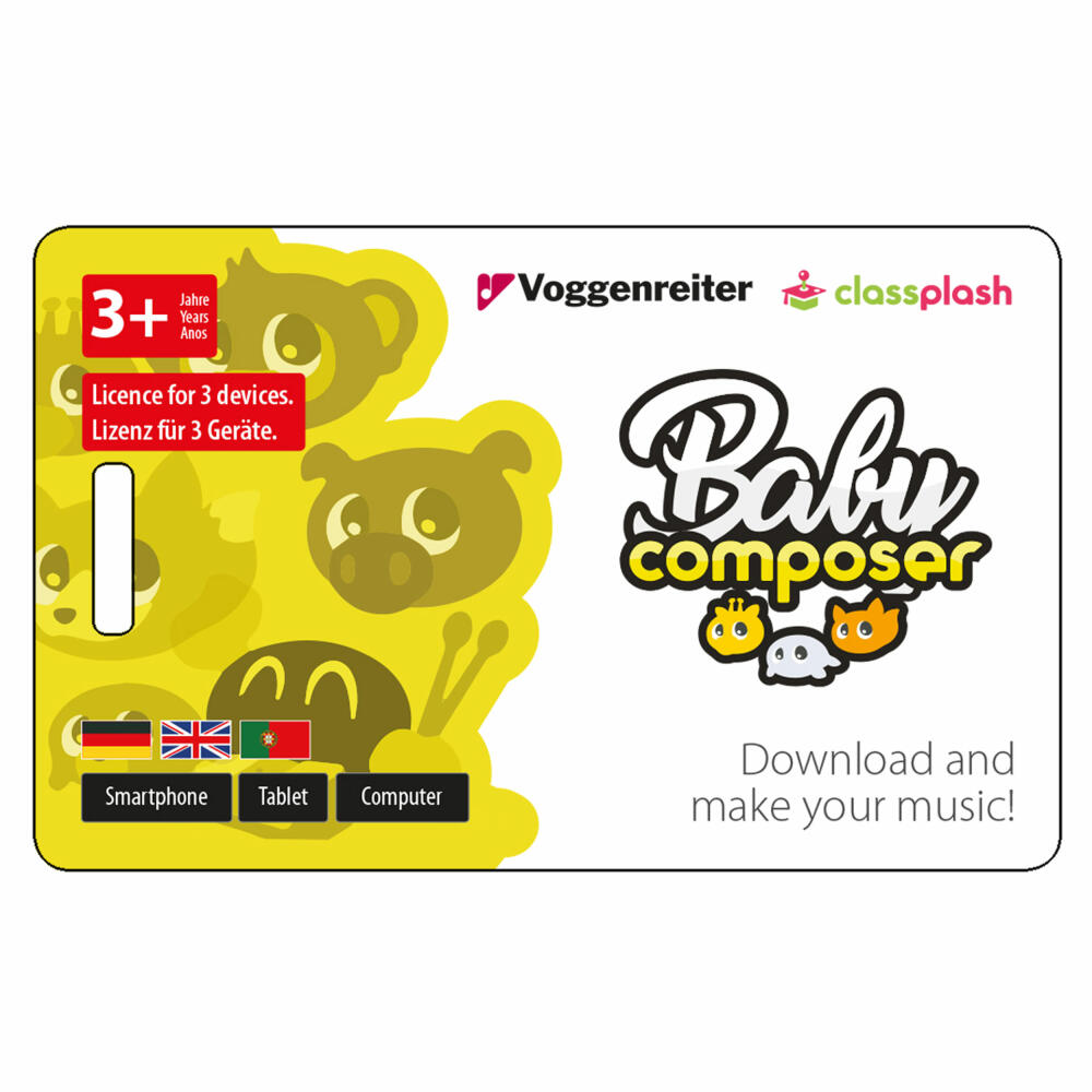 Voggenreiter Baby Composer Glockenspiel-Set, mit App / Lernsoftware, Xylophon, Musikinstrument, Klangspiel, ab 3 Jahre, 1152