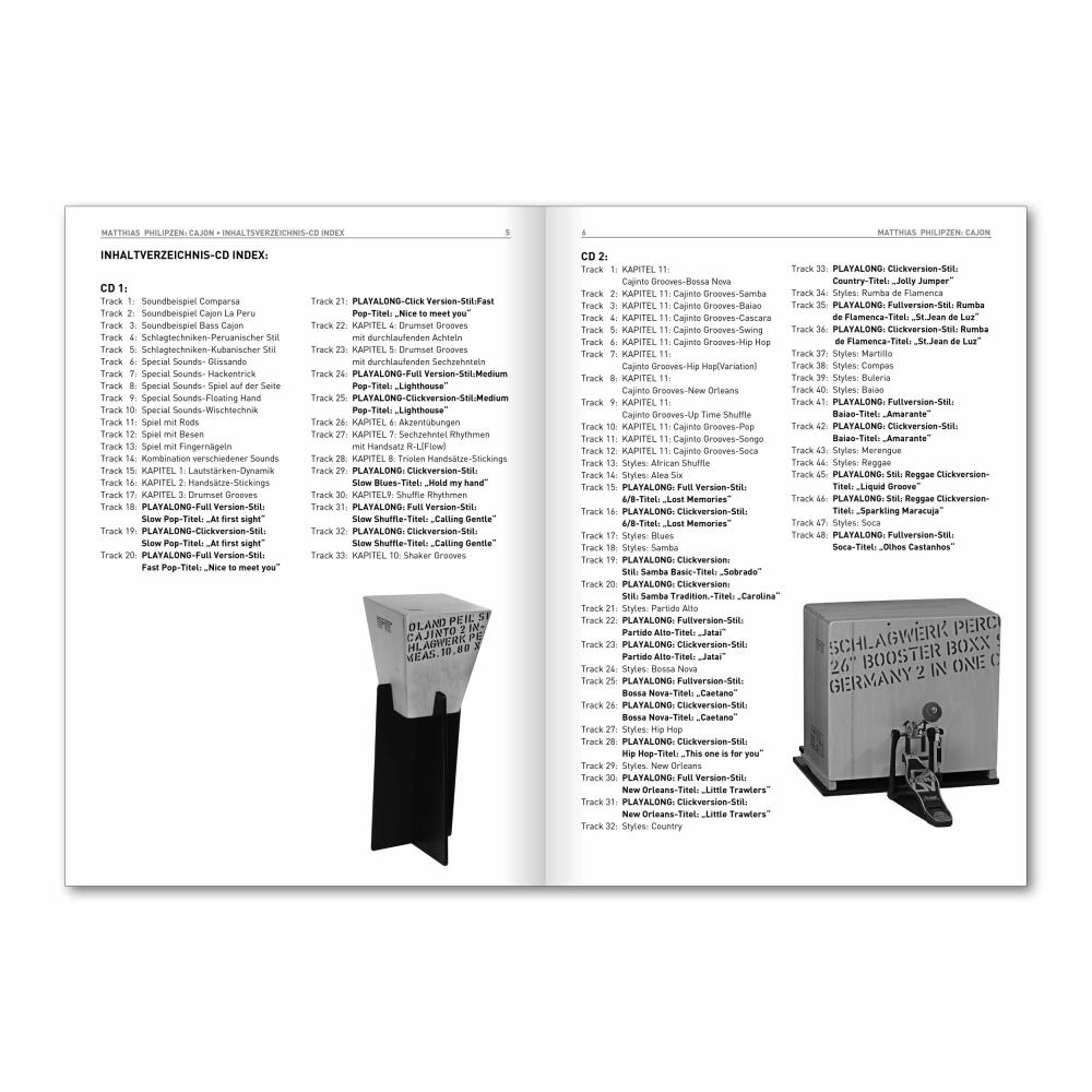 Voggenreiter Cajon Set, 4-tlg., Volt KazooJon Quader, Eine Kiste Voller Rhythmus, Lernbuch, Trommelkiste, Trommel