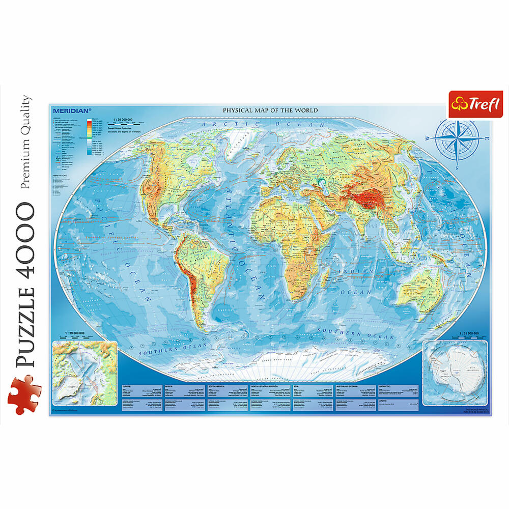 Trefl Puzzle Physical Map, 4000 pieces, 136 x 96 cm, 45007