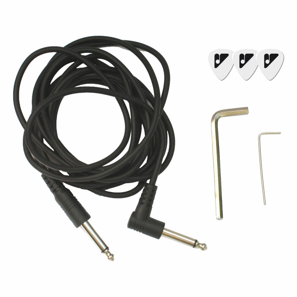 Voggenreiter E-Gitarren Set, 12-tlg., E-Gitarre EG-100, Notenständer NS-100, Elektrogitarre, Verstärker