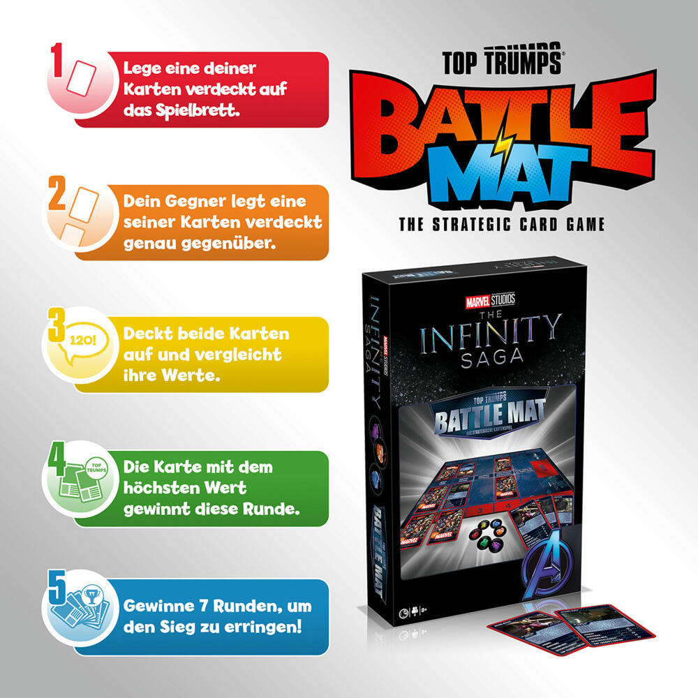 Winning Moves Battle Mat Marvel, Top Trumps, Kartenspiel, Familienspiel, ab 8 Jahren, WM02894-GER-6
