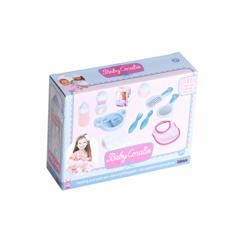 Theo Klein Baby Coralie Eating and Care Set, 11 pcs., Doll Accessories, Doll Accessories, Diaper, Comb, 1732