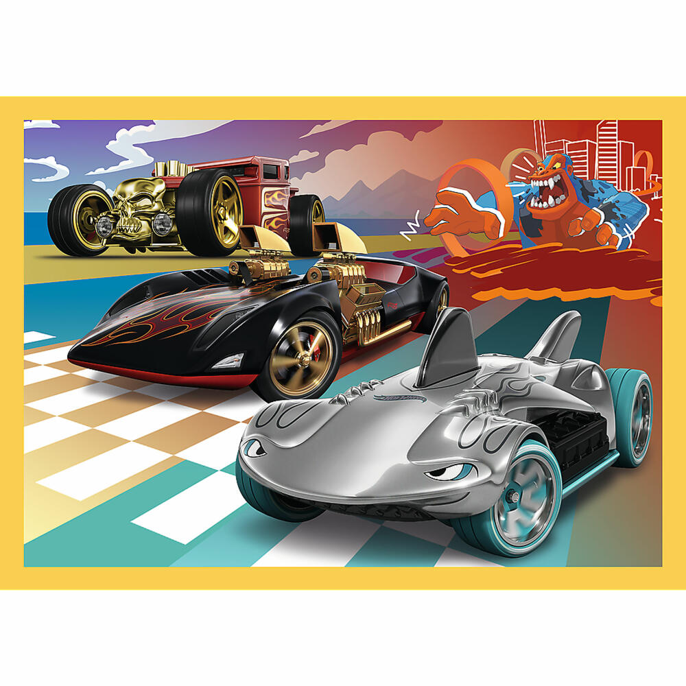 Trefl 4 in 1 Puzzle - Hot Wheel, 35 + 48 + 54 + 70 Teile, 28.5 x 20.5 cm, 34627