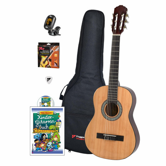 Voggenreiter Kindergitarren-Set, 7-tlg., Gitarre 1/2, Volt Notenständer NS-100, Kinder Akustikgitarre