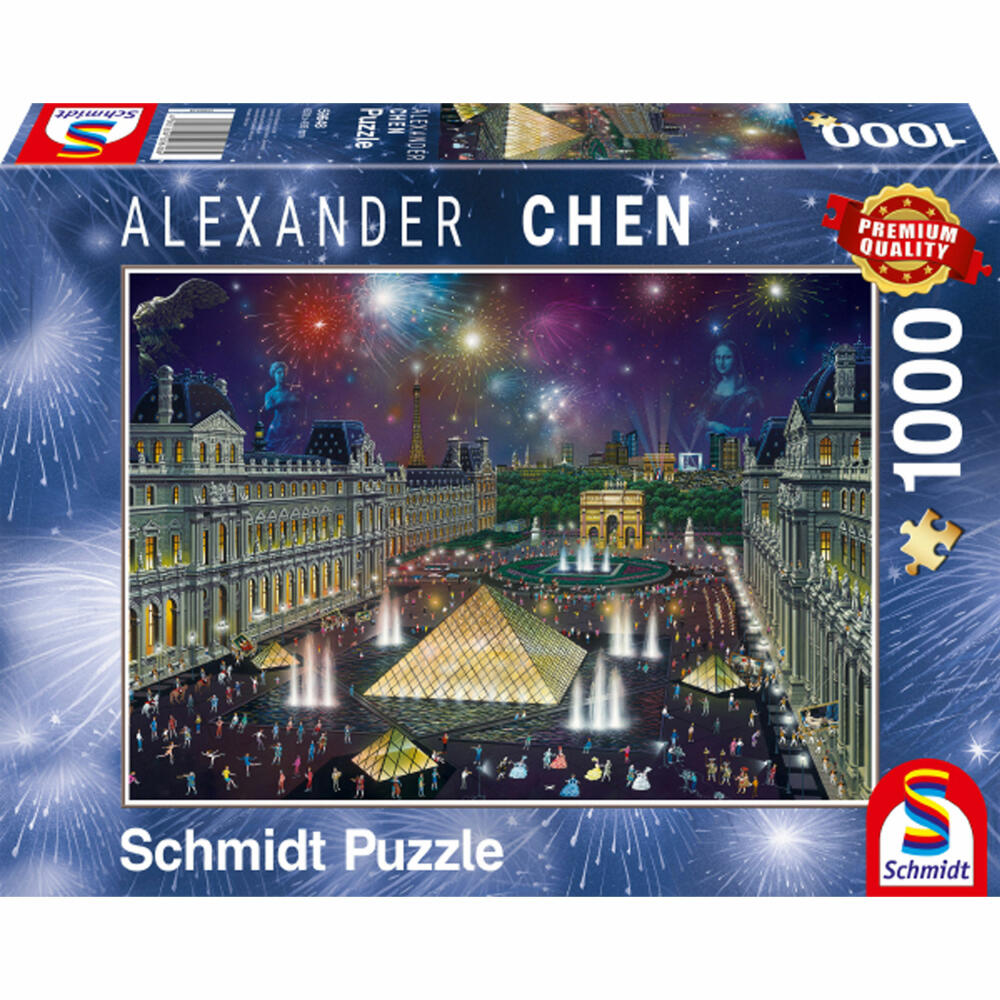 Schmidt Spiele Puzzle Feuerwerk am Louvre, Alexander Chen, Erwachsenenpuzzle, Premium, 1000 Teile, 59648