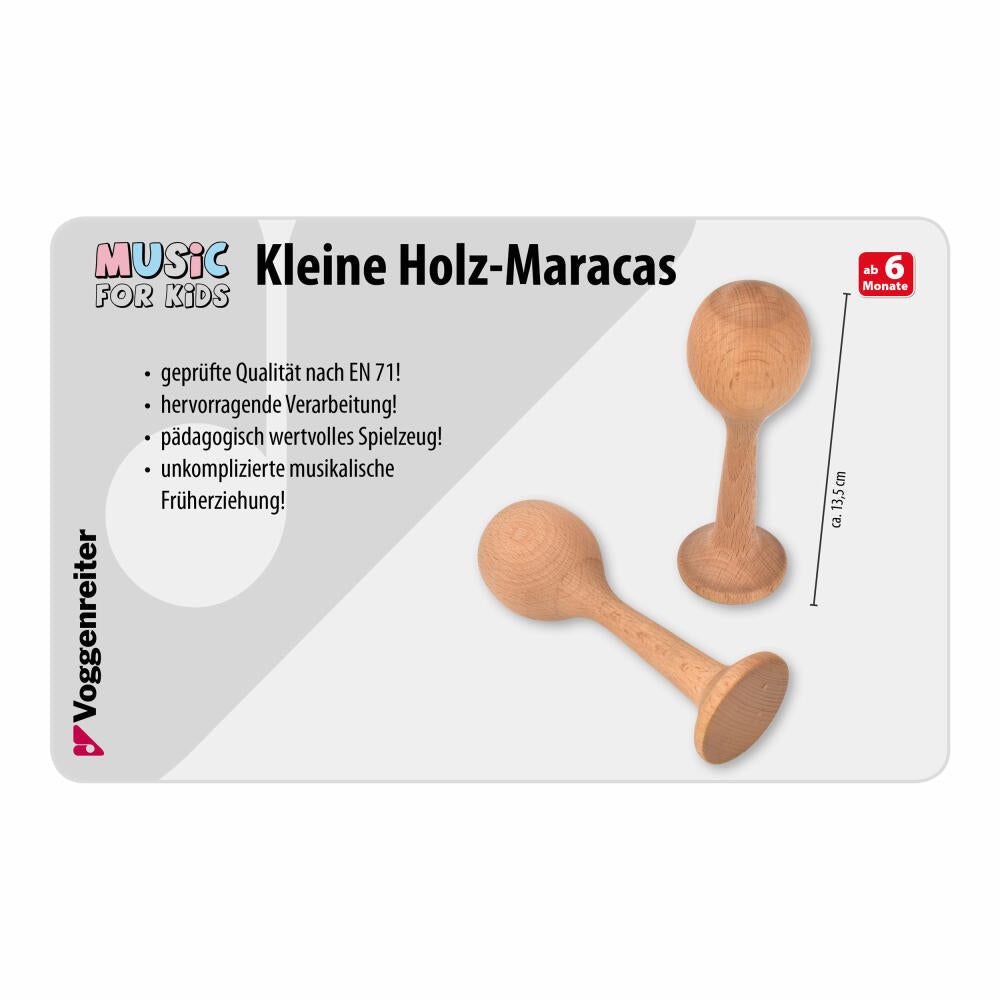 Voggenreiter Music For Kids Kleine Holz-Maracas, Rumbakugeln, Rumba Rasseln, Musikinstrument, Musik Instrument, 1186