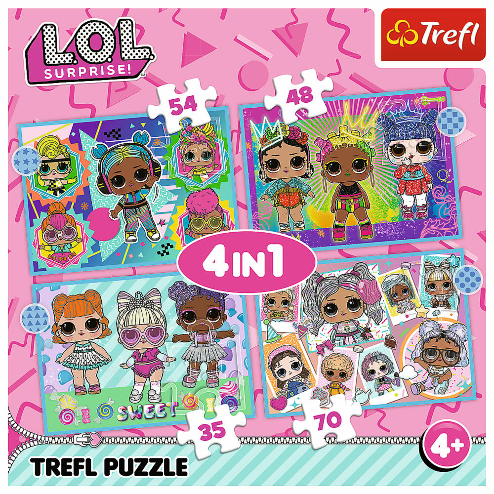 Trefl 4 in 1 Puzzle - L.O.L., 35 + 48 + 54 + 70 Teile, 28.5 x 20.5 cm, 34613