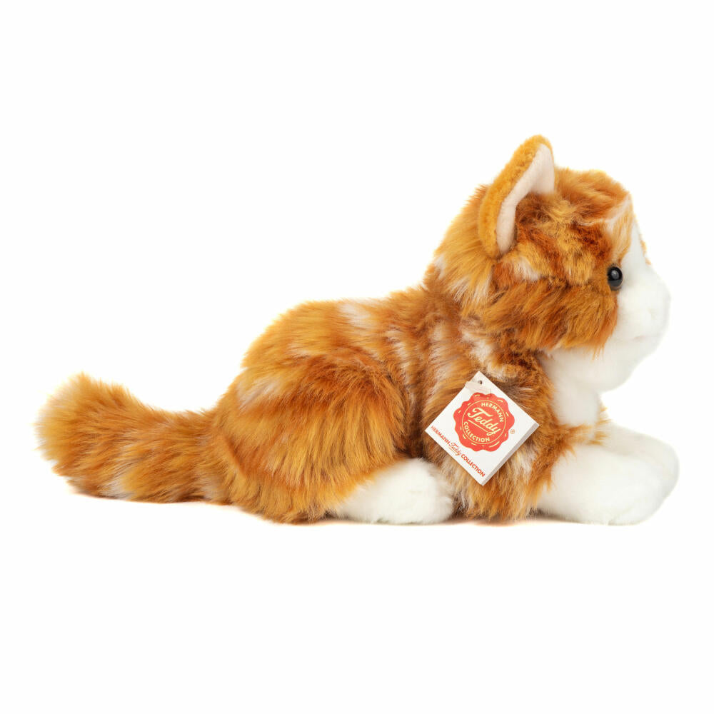 Teddy Hermann Katze Liegend, Kuscheltier, Stofftier, Plüschtier, Katzen, Plüsch, Rot Getigert, 20 cm, 918370