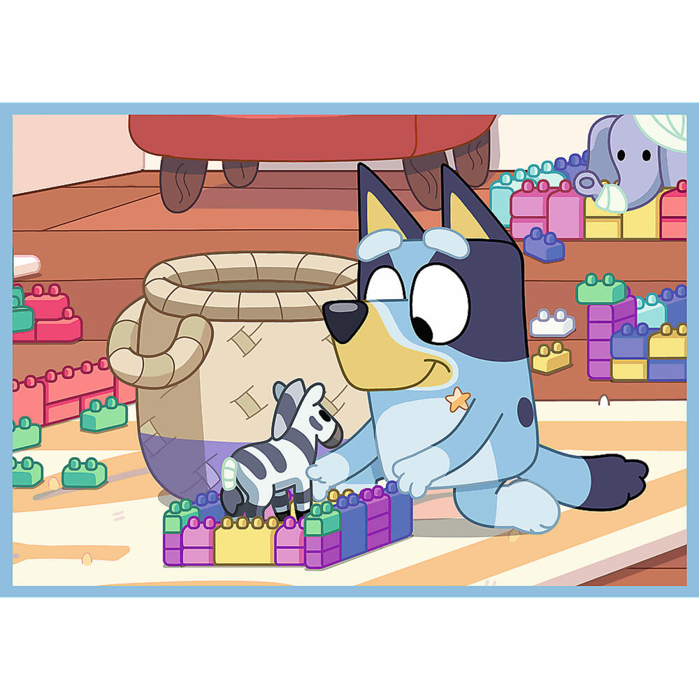 Trefl 4 in 1 Puzzle - Bluey, 12 + 15 + 20 + 24 Teile, 28.5 x 20.5 cm, 34637