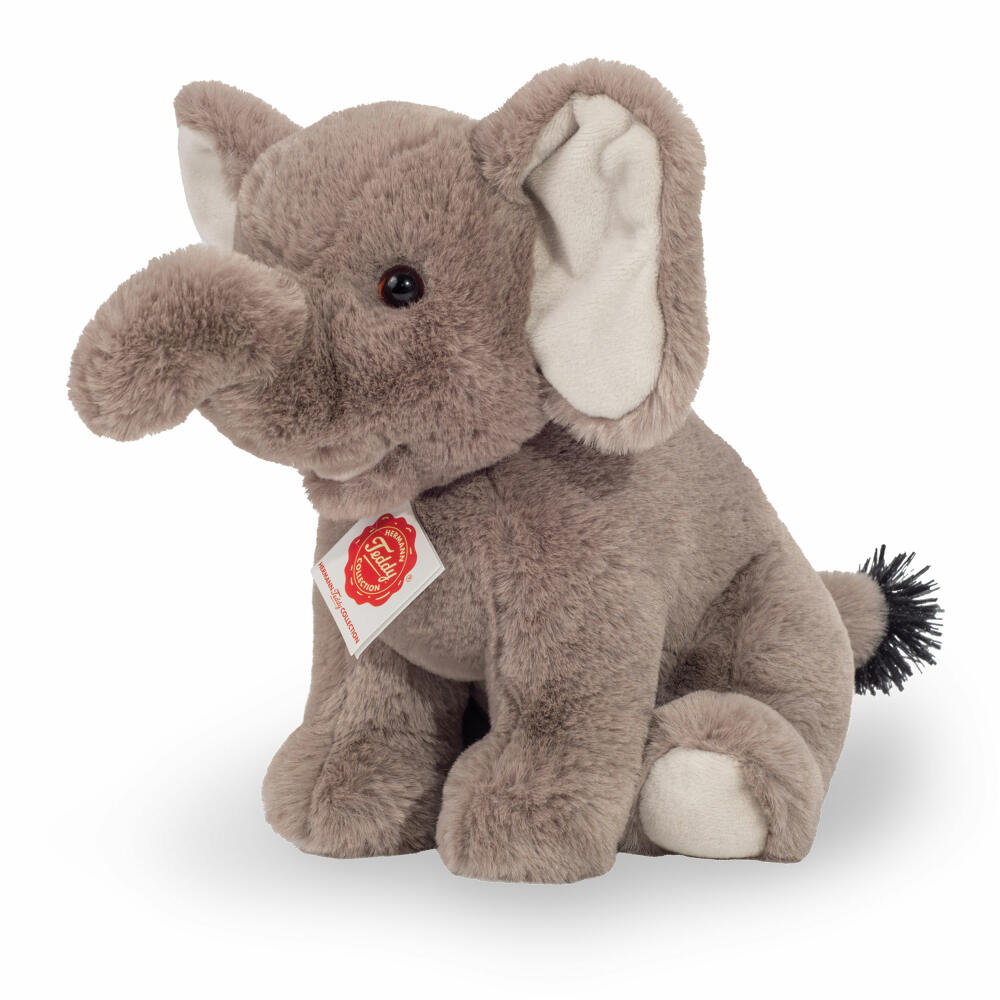 Teddy Hermann Elephant sitting, plush toy, cuddly toy, wild animal, plush, grey, 25 cm, 907435