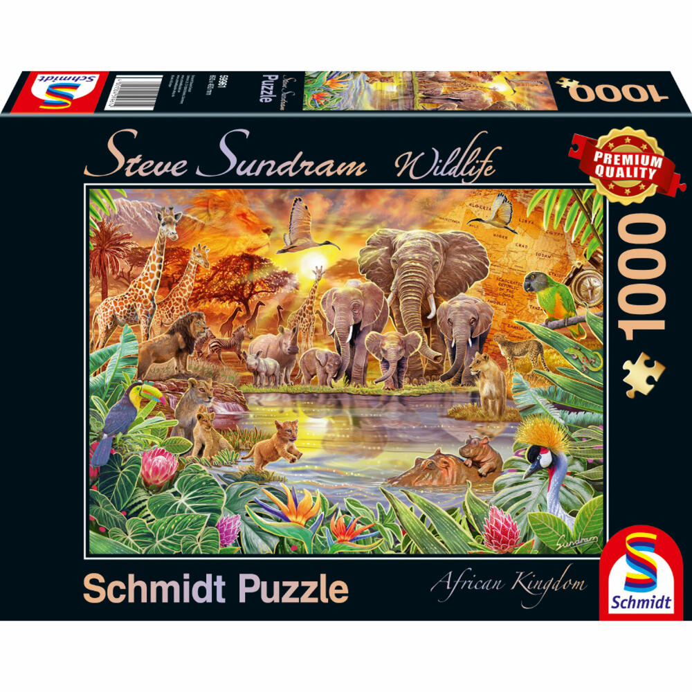 Schmidt Spiele Afrikas Tiere, Steve Sundram Wildlife, Puzzle, Erwachsenenpuzzle, 1000 Teile, 59982