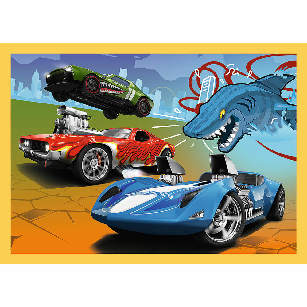 Trefl 4 in 1 Puzzle - Hot Wheel, 35 + 48 + 54 + 70 Teile, 28.5 x 20.5 cm, 34627