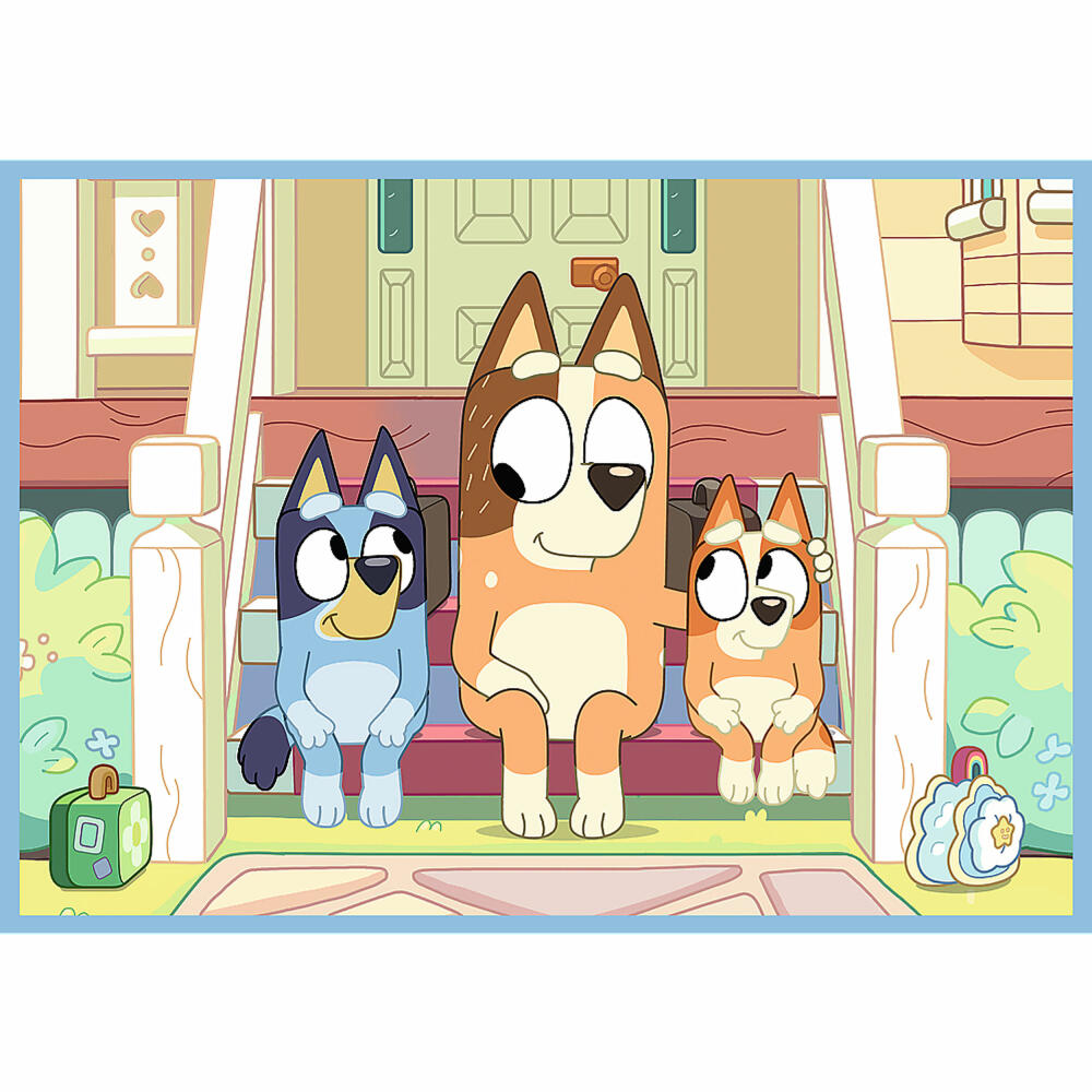 Trefl 4 in 1 Puzzle - Bluey, 12 + 15 + 20 + 24 Teile, 28.5 x 20.5 cm, 34637