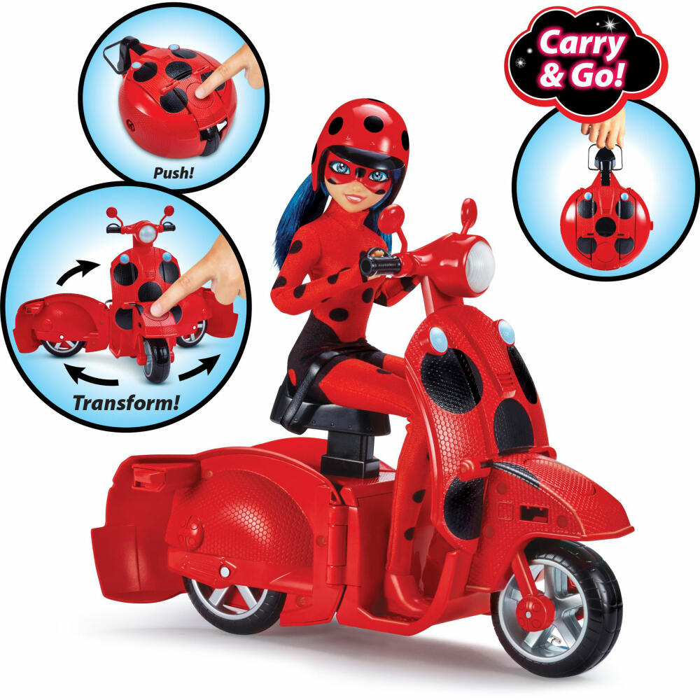 Bandai Miraculous Ladybug Scooter with Doll, Play Doll, Articulated Doll, Toy, P50668