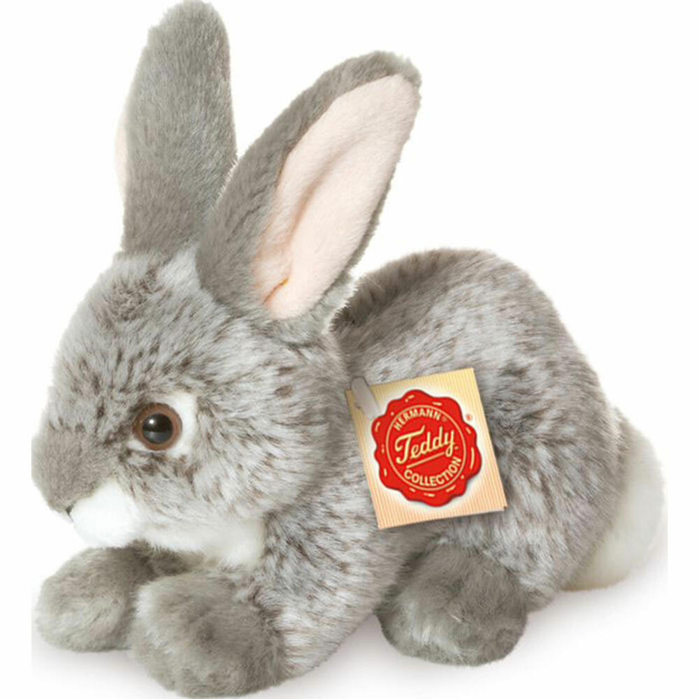 Teddy Hermann Rabbit sitting, grey, 18 cm
