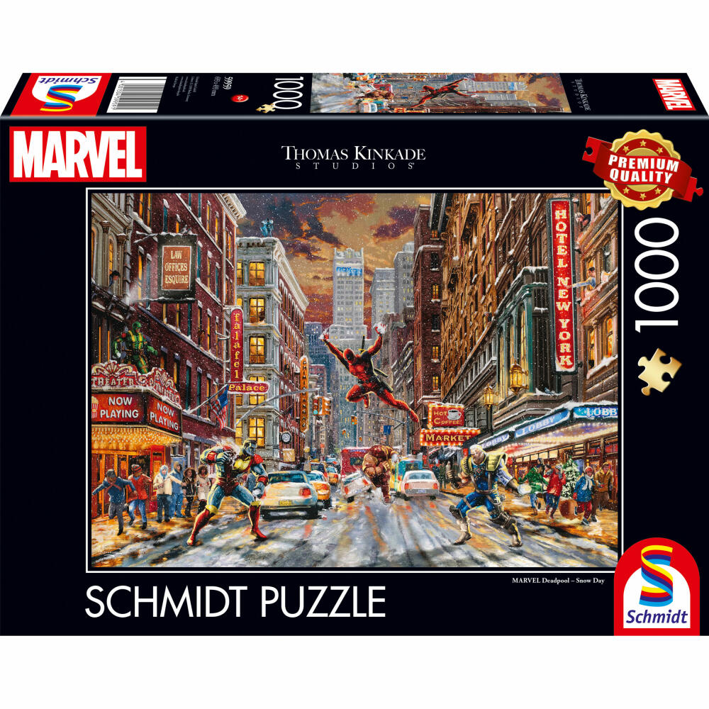 Schmidt Spiele Puzzle Marvel Deadpool Snow Day, Thomas Kinkade, Erwachsenenpuzzle, 1000 Teile, 59959