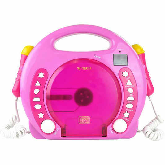 X4-Tech Karaoke CD Player MP3 2 microphones pink