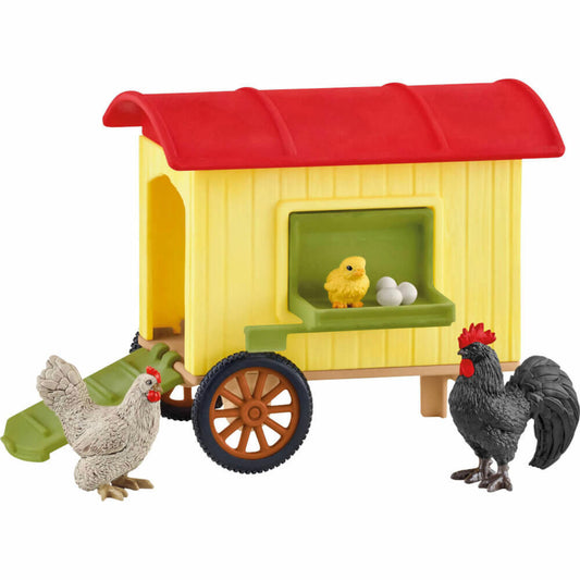 Schleich Farm World Chicken Coop, Hen, Rooster, Toy Figure, Figure, Ages 3 and Up, 42572