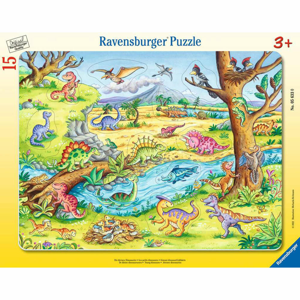 Ravensburger Kinderpuzzle Die kleinen Dinosaurier, Puzzle, 15 Teile, 05633