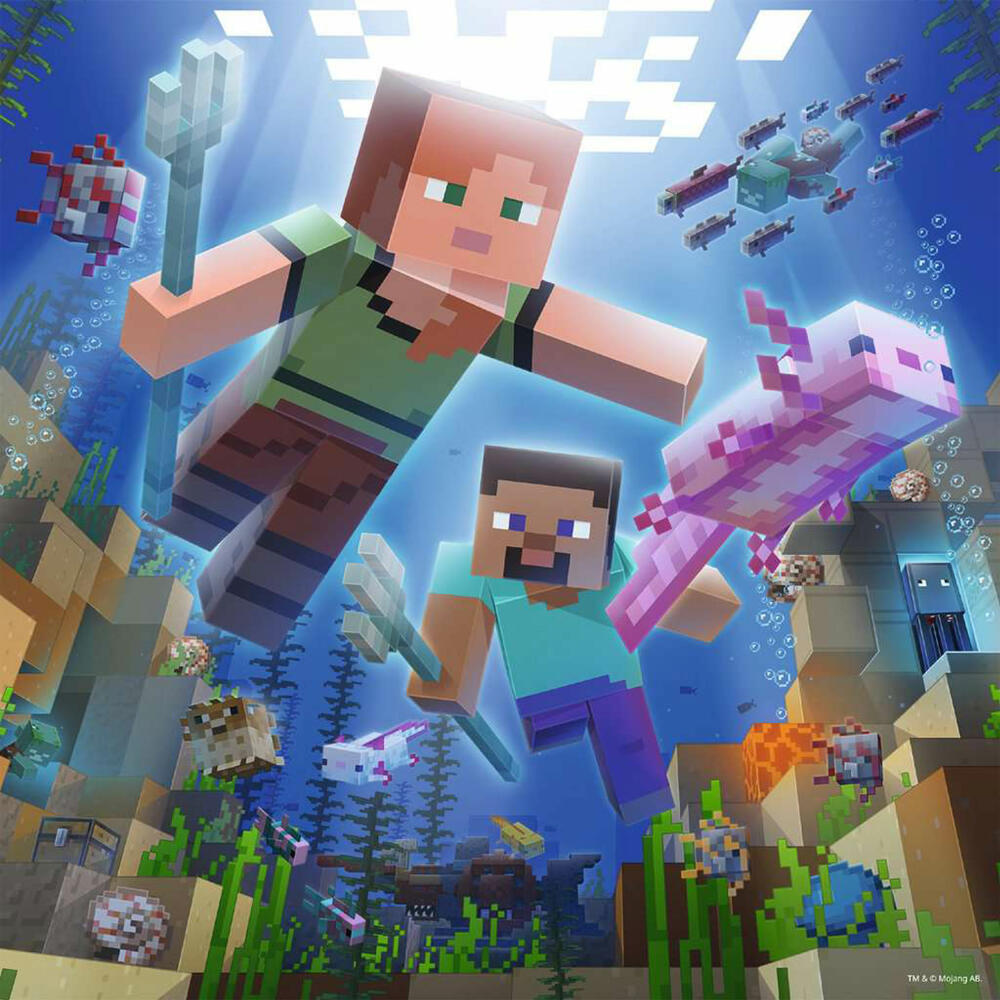 Ravensburger Minecraft Biomes, 3 x 49 Teile, Kinderpuzzle, Kinder Puzzle, ab 5 Jahren, 05621