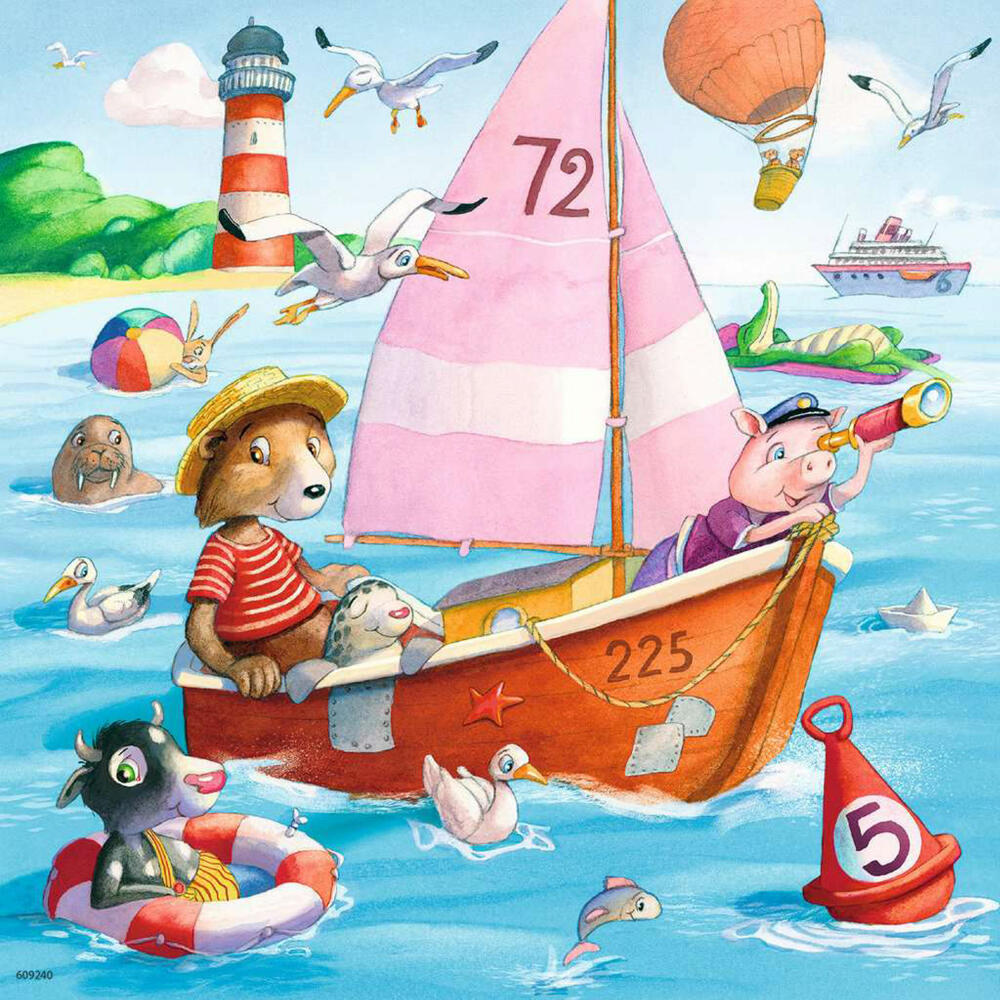 Ravensburger Kinderpuzzle Auf dem Wasser, Kinder Puzzle, 3 x 49 Teile, ab 5 Jahren, 05720