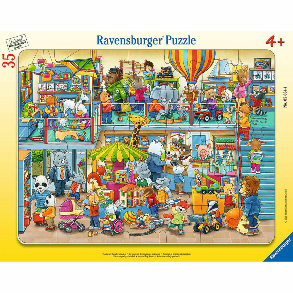 Ravensburger Animal Toy Shop, Puzzle, Children's Puzzle, Frame Puzzle, Laying Game, 35 Pieces, 05664