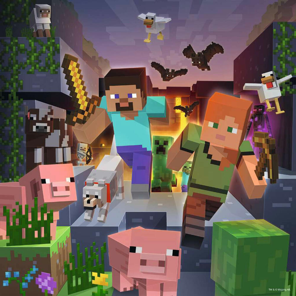 Ravensburger Minecraft Biomes, 3 x 49 Teile, Kinderpuzzle, Kinder Puzzle, ab 5 Jahren, 05621
