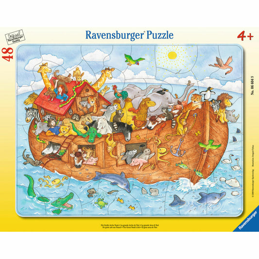Ravensburger Puzzle Die Große Arche Noah, Rahmenpuzzle, Kinderpuzzle, Legespiel, Kinder Spiel, Puzzlespiel, 48 Teile, 06604 9