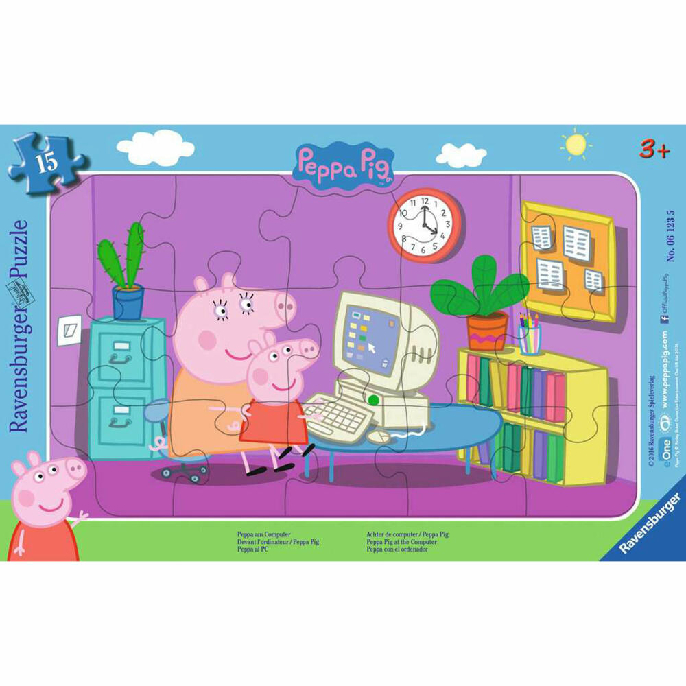 Ravensburger Kinderpuzzle Peppa am Computer, Puzzle, 15 Teile, 06123