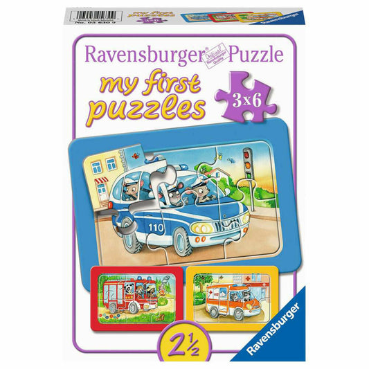 Ravensburger Kinderpuzzle Tiere im Einsatz, Puzzle, 3x6 Teile, 05630