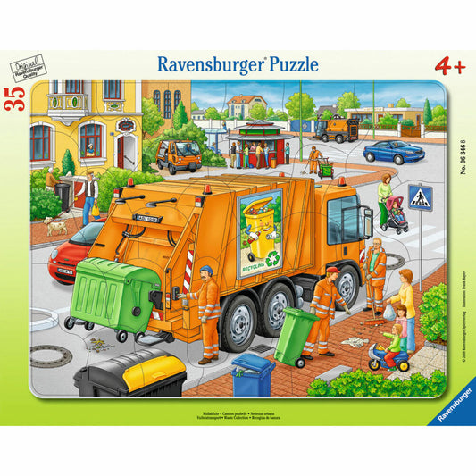 Ravensburger Puzzle Garbage Collection, Frame Puzzle, Children's Puzzle, Laying Game, Children's Game, Puzzle Game, 35 Pieces, 06346 8